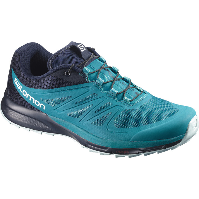 Salomon Israel SENSE PRO 2 W - Womens Trail Running Shoes - Turquoise/Navy (XSYV-12084)